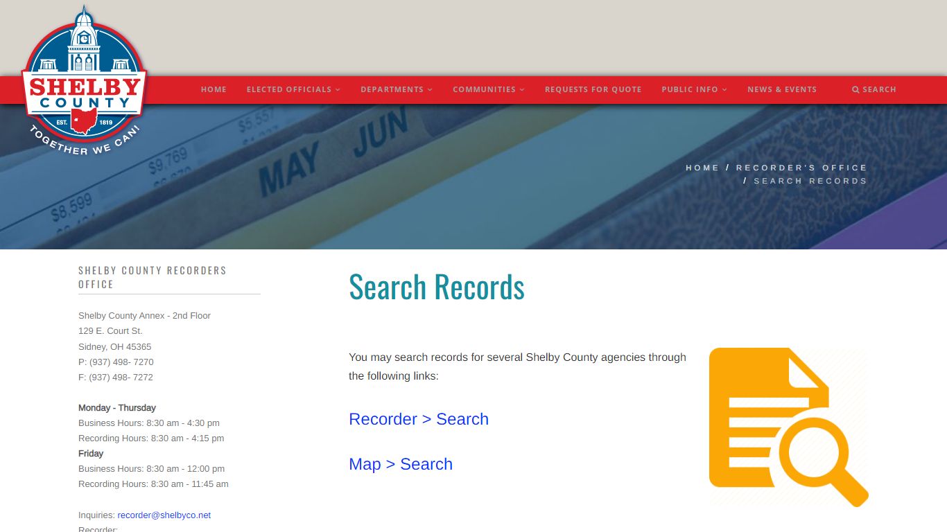 Search Records – Welcome To Shelby County Ohio